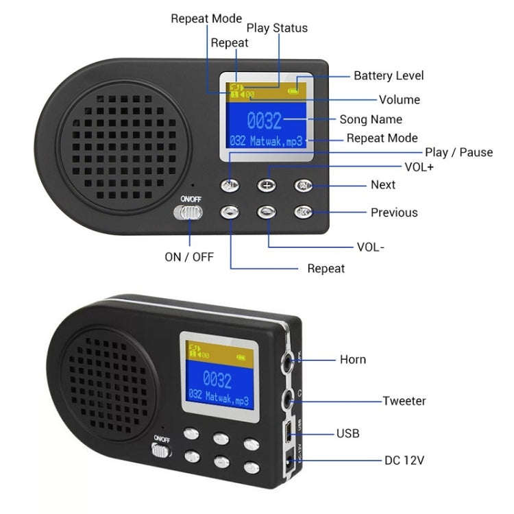 Appelant électronique d'oiseaux extérieur MP3 avec télécommande sans fil, prise US, prise EU
