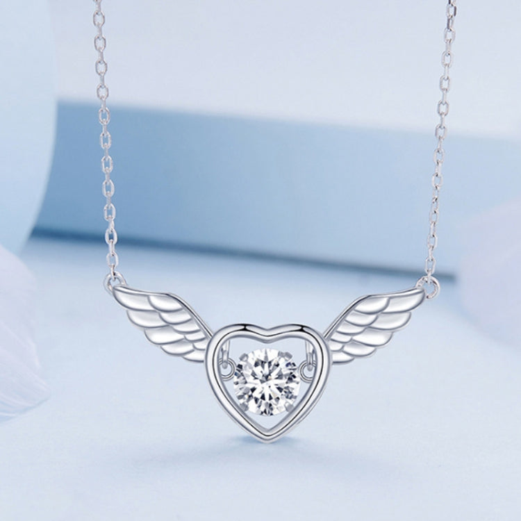 Collier en argent sterling S925, zircon plaqué or blanc Ailes Vibrantes, BSN287