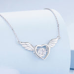 Collier en argent sterling S925, zircon plaqué or blanc Ailes Vibrantes, BSN287