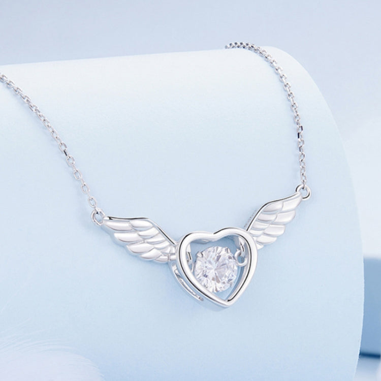 Collier en argent sterling S925, zircon plaqué or blanc Ailes Vibrantes, BSN287