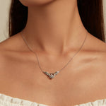 Collier en argent sterling S925, zircon plaqué or blanc Ailes Vibrantes, BSN287