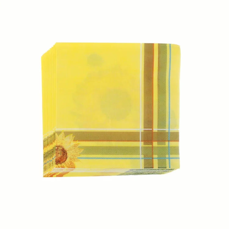 Serviette de fête à imprimé coloré, tissu facial, Tournesol jaune