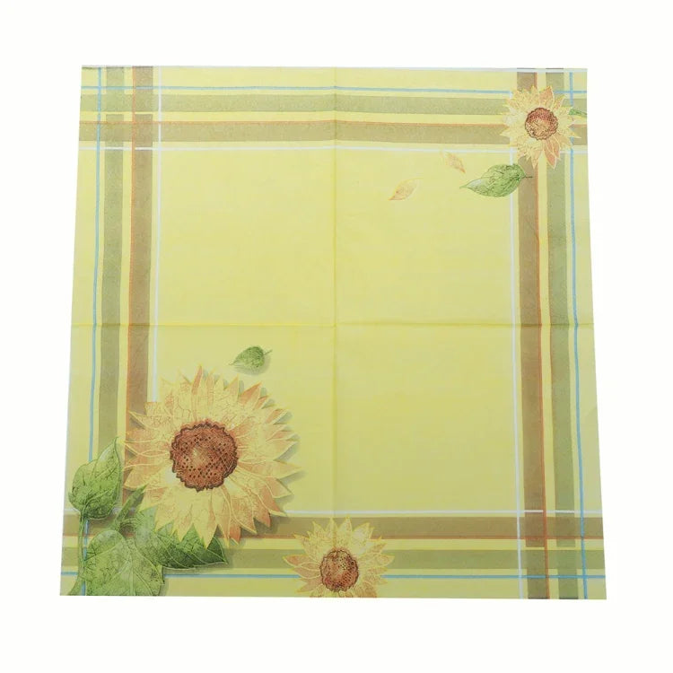 Serviette de fête à imprimé coloré, tissu facial, Tournesol jaune