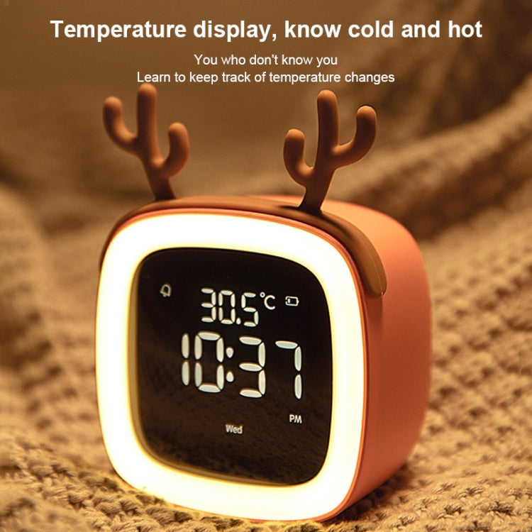 Cartoon Deer Shape Children Snooze Multifunctional USB Rechargeable Student LED Alarm Clock