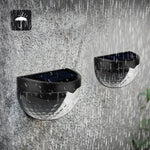 2 lampes solaires murales à LED d'extérieur, semi-circulaires, pour clôture, jardin, pelouse