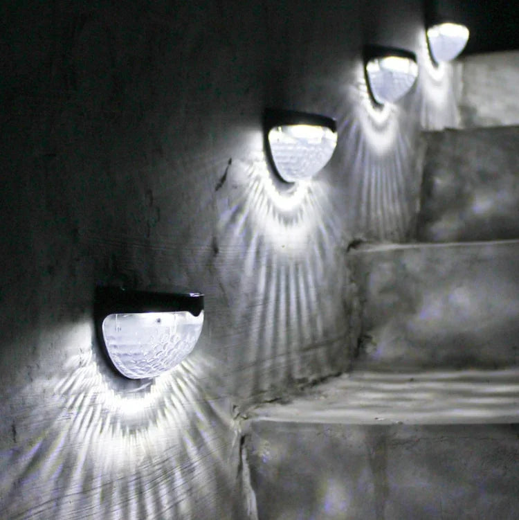 2 lampes solaires murales à LED d'extérieur, semi-circulaires, pour clôture, jardin, pelouse