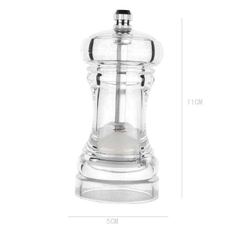 Moulin à poivre manuel transparent en acrylique, moulin à poivre avec noyau en céramique, bouteille d'assaisonnement polyvalente, 4 pouces, 5 pouces, 6 pouces