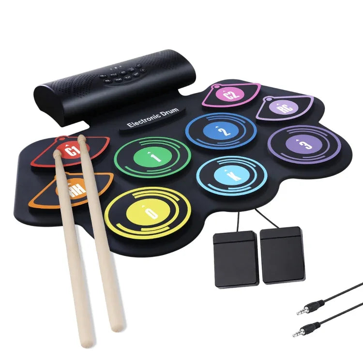 Batterie électronique en silicone, roulée à la main, couleur, rechargeable par batterie au lithium, MD862C