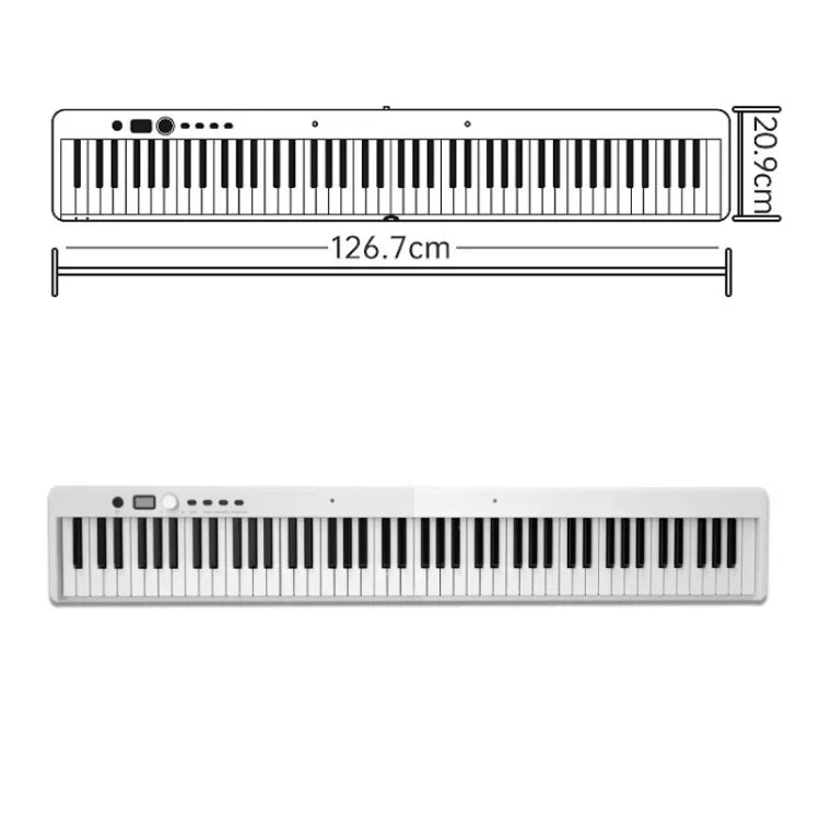 Clavier de piano électronique portable pliable Wersi 88 touches pour débutants, prise CN, USB blanc et noir.