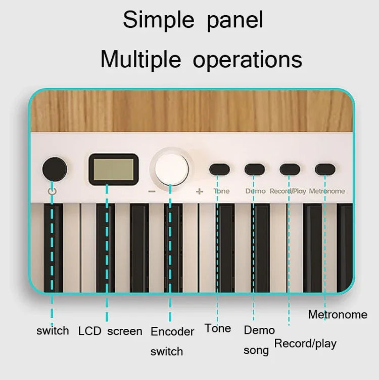Clavier de piano électronique portable pliable Wersi 88 touches pour débutants, prise CN, USB blanc et noir.