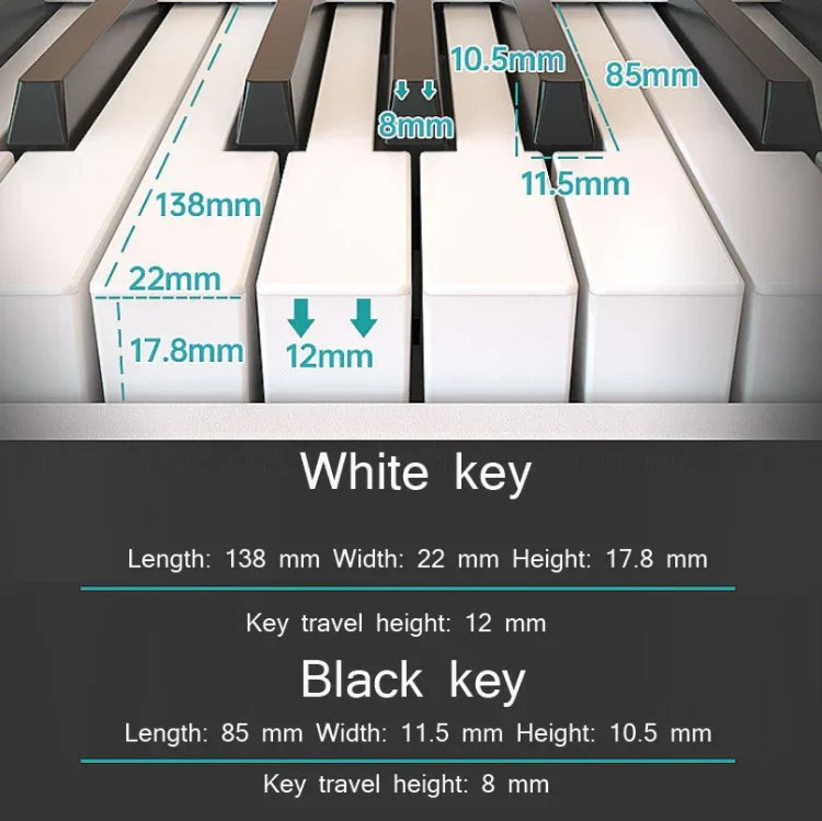 Clavier de piano électronique portable pliable Wersi 88 touches pour débutants, prise CN, USB blanc et noir.