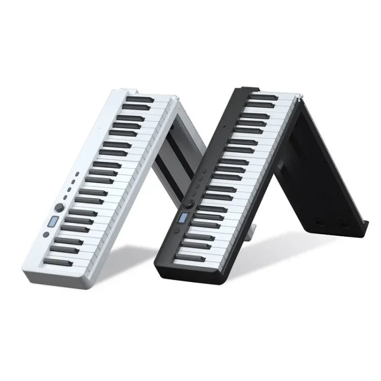 Clavier de piano électronique portable pliable Wersi 88 touches pour débutants, prise CN, USB blanc et noir.