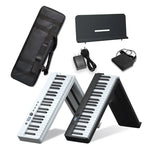 Clavier de piano électronique portable pliable Wersi 88 touches pour débutants, prise CN, USB blanc et noir.