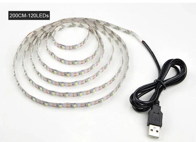 Bande LED époxy SMD 2835 alimentée par USB lampe décorative de bureau de Noël pour éclairage de fond TV, 1m, 5m
