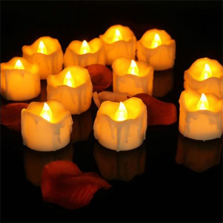 12 pièces/boîte Bougie LED Cire de thé électronique Simulation larmes Bougie électronique Lumière de décoration de mariage Lumière de bougie