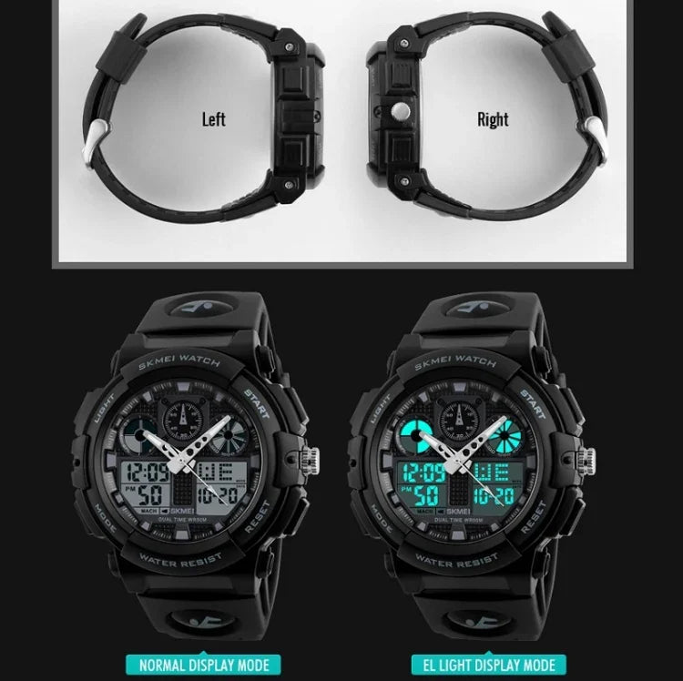 Montre numérique étanche double affichage SKMEI 1270 Homme Montre sport extérieure, Rouge, Vert, Bleu, Gris, Doré
