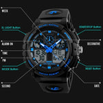 Montre numérique étanche double affichage SKMEI 1270 Homme Montre sport extérieure, Rouge, Vert, Bleu, Gris, Doré