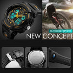 Montre numérique étanche double affichage SKMEI 1270 Homme Montre sport extérieure, Rouge, Vert, Bleu, Gris, Doré