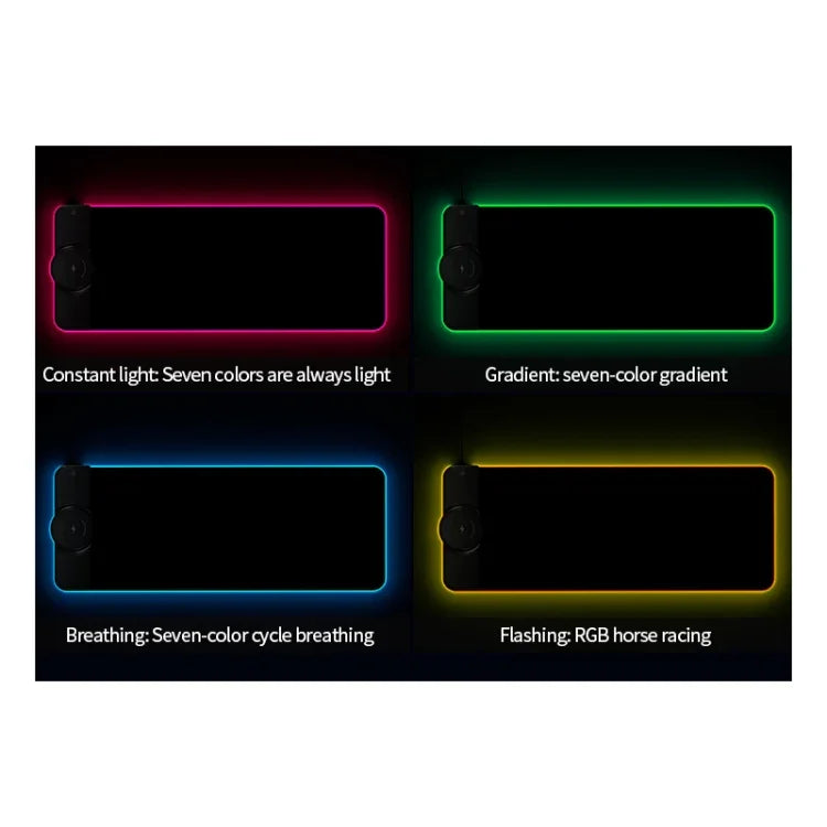 Tapis de souris RVB01 10W à chargement sans fil Tapis de souris lumineux RVB, Taille : 800 x 300 x 4 mm