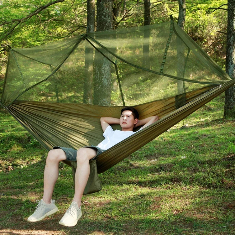 Hamac Parachute Moustiquaire Extérieur 1-2 Personnes Lit Suspendu de Camping Balançoire Portable Double Chaise, 260 x 140cm, 260x140cm Bleu Gris, 260x140cm Rose, 260x140cm Rose Bleu, 260x140cm Vert, 260x140cm Vert Jaune, 260x140cm Bleu Foncé