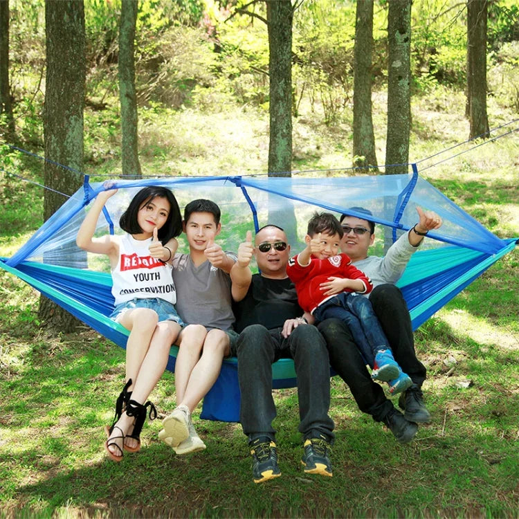 Hamac Parachute Moustiquaire Extérieur 1-2 Personnes Lit Suspendu de Camping Balançoire Portable Double Chaise, 260 x 140cm, 260x140cm Bleu Gris, 260x140cm Rose, 260x140cm Rose Bleu, 260x140cm Vert, 260x140cm Vert Jaune, 260x140cm Bleu Foncé