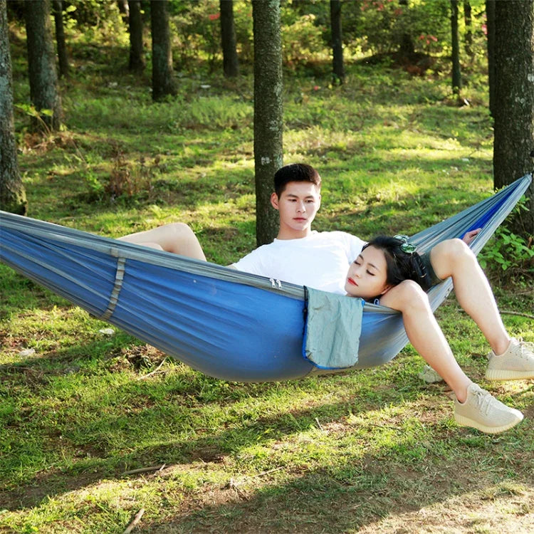 Hamac Parachute Moustiquaire Extérieur 1-2 Personnes Lit Suspendu de Camping Balançoire Portable Double Chaise, 260 x 140cm, 260x140cm Bleu Gris, 260x140cm Rose, 260x140cm Rose Bleu, 260x140cm Vert, 260x140cm Vert Jaune, 260x140cm Bleu Foncé