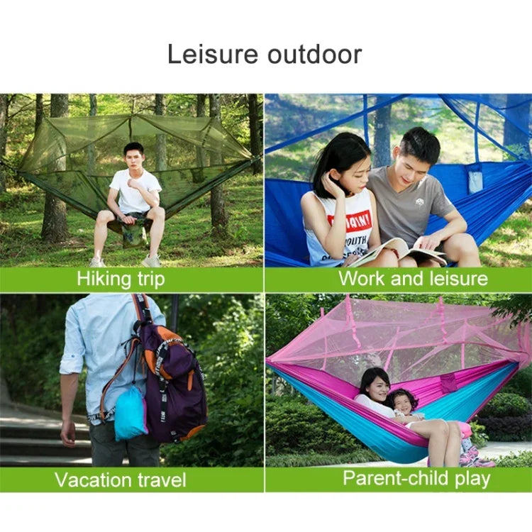 Hamac Parachute Moustiquaire Extérieur 1-2 Personnes Lit Suspendu de Camping Balançoire Portable Double Chaise, 260 x 140cm, 260x140cm Bleu Gris, 260x140cm Rose, 260x140cm Rose Bleu, 260x140cm Vert, 260x140cm Vert Jaune, 260x140cm Bleu Foncé