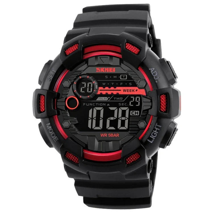 Montre de sport pour homme SKMEI 1243, étanche pour extérieur, montre numérique, rouge, noir, doré