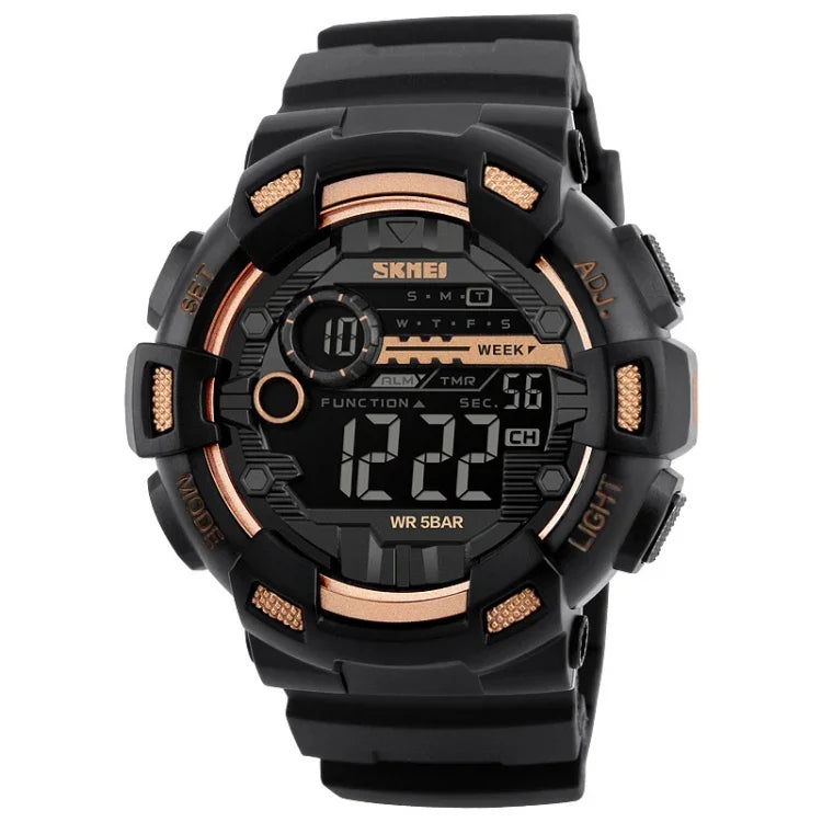 Montre de sport pour homme SKMEI 1243, étanche pour extérieur, montre numérique, rouge, noir, doré