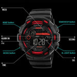Montre de sport pour homme SKMEI 1243, étanche pour extérieur, montre numérique, rouge, noir, doré