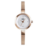Montre décontractée business pour femme SKMEI 1390, bracelet en acier, montre quartz légère, rose doré, doré, argenté