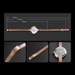 Montre décontractée business pour femme SKMEI 1390, bracelet en acier, montre quartz légère, rose doré, doré, argenté