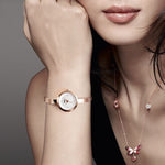 Montre décontractée business pour femme SKMEI 1390, bracelet en acier, montre quartz légère, rose doré, doré, argenté