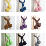 CK12 Lot de 4 boucles de rideau sans installation, en coton, avec boule suspendue, Orange, Rose, Vert, Colle, Jaune, Violet, Gris, Beige, Marine, Café foncé, Café clair
