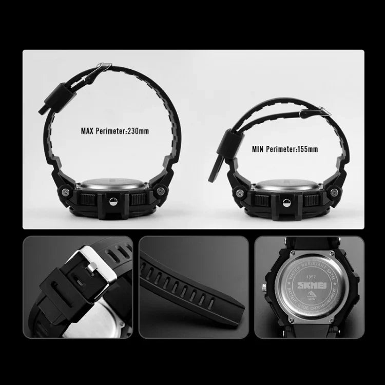 Montre numérique multifonction sportive pour homme SKMEI 1357, montre étanche pour étudiant, rouge, bleu, noir