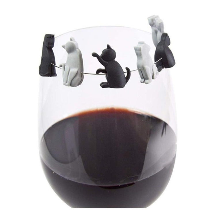 6 pièces/ensemble Marqueur de verre à vin chat Reconnaisseur de sachet de thé suspendu, Chat