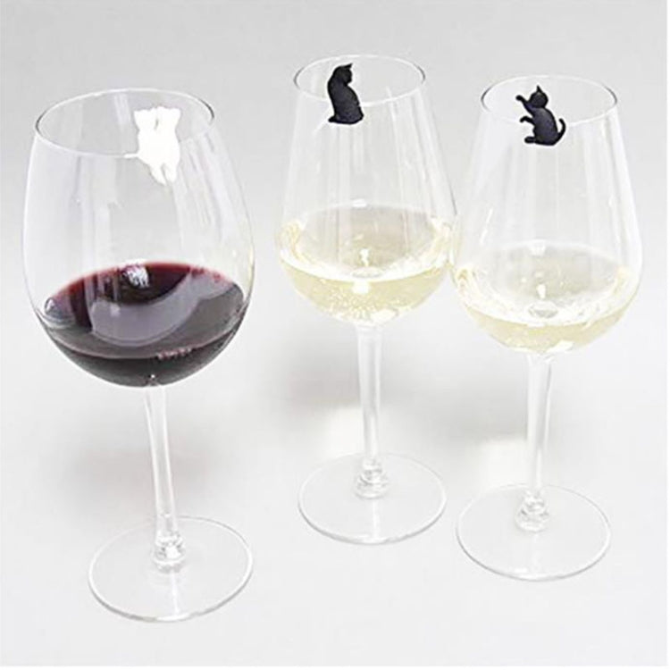 6 pièces/ensemble Marqueur de verre à vin chat Reconnaisseur de sachet de thé suspendu, Chat