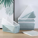 Panier de rangement rectangulaire en plastique pour snacks et articles divers, petit (blanc), petit (vert clair), grand (blanc), grand (vert clair)