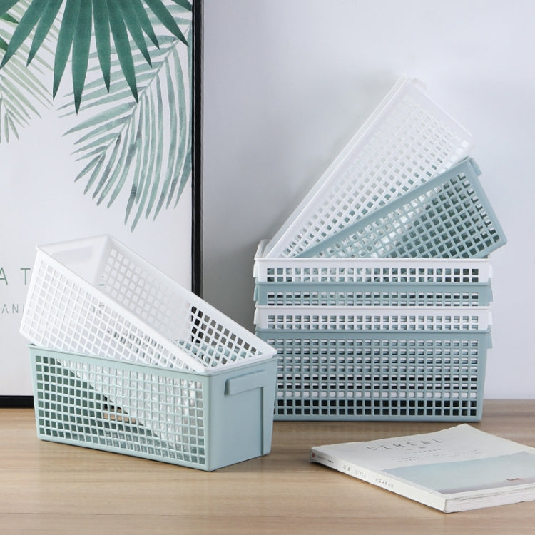 Panier de rangement rectangulaire en plastique pour snacks et articles divers, petit (blanc), petit (vert clair), grand (blanc), grand (vert clair)