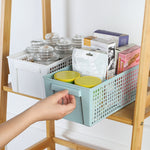Panier de rangement rectangulaire en plastique pour snacks et articles divers, petit (blanc), petit (vert clair), grand (blanc), grand (vert clair)