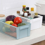 Panier de rangement rectangulaire en plastique pour snacks et articles divers, petit (blanc), petit (vert clair), grand (blanc), grand (vert clair)