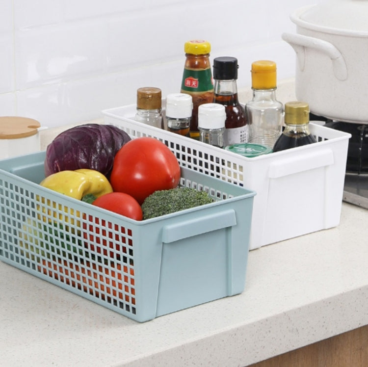 Panier de rangement rectangulaire en plastique pour snacks et articles divers, petit (blanc), petit (vert clair), grand (blanc), grand (vert clair)