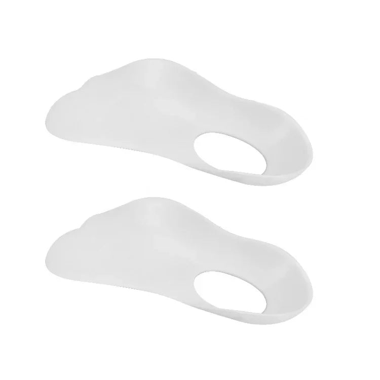 Semelles orthopédiques pour pieds plats avec soutien de la voûte plantaire, orthèses pour pieds valgus adultes et enfants, L (Blanc)