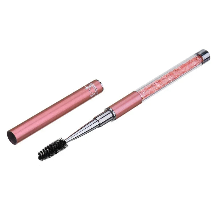 Brosse à cils en plastique, manche en strass avec gaine de protection, brosse à cils en spirale, rose, rouge rose, doré, bleu roi, bleu clair, vert, noir, blanc, argent, violet