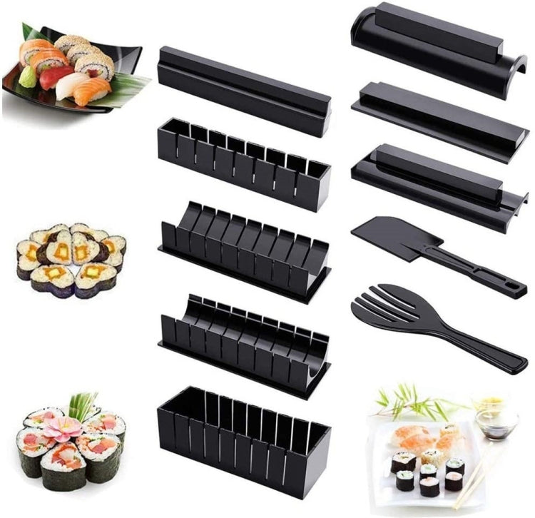 Moule à Sushi 11 en 1 avec Couteau à Sushi Moule à Boule de Riz Kit Créatif DIY pour Rouleaux de Sushi, Kit de Fabrication de Rouleaux de Sushi