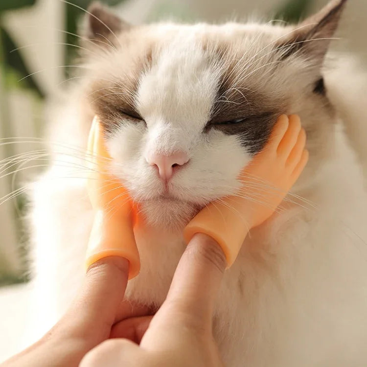 ペットマッサージ指サックと猫用グローブ マッサージ指サック