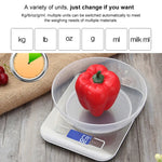 Balance électronique de cuisine portable en acier inoxydable pour aliments, 5kg/1g (modèle à piles blanc), 5kg/1g (modèle à piles noir), 10kg/1g (modèle à piles blanc), 5kg/1g (rechargeable blanc), 10kg/1g (rechargeable blanc)