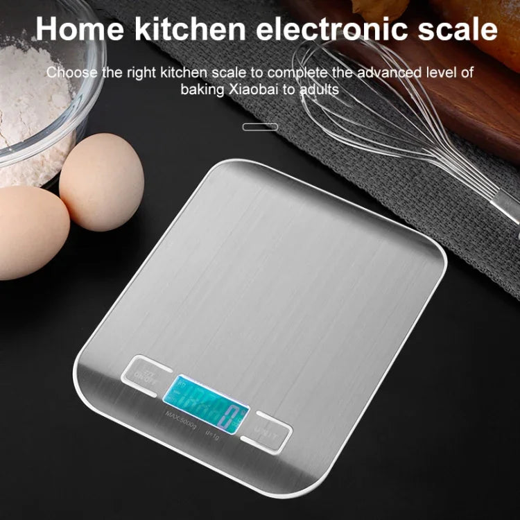 Balance électronique de cuisine portable en acier inoxydable pour aliments, 5kg/1g (modèle à piles blanc), 5kg/1g (modèle à piles noir), 10kg/1g (modèle à piles blanc), 5kg/1g (rechargeable blanc), 10kg/1g (rechargeable blanc)
