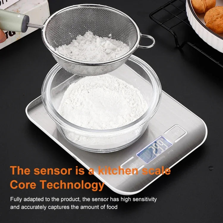 Balance électronique de cuisine portable en acier inoxydable pour aliments, 5kg/1g (modèle à piles blanc), 5kg/1g (modèle à piles noir), 10kg/1g (modèle à piles blanc), 5kg/1g (rechargeable blanc), 10kg/1g (rechargeable blanc)