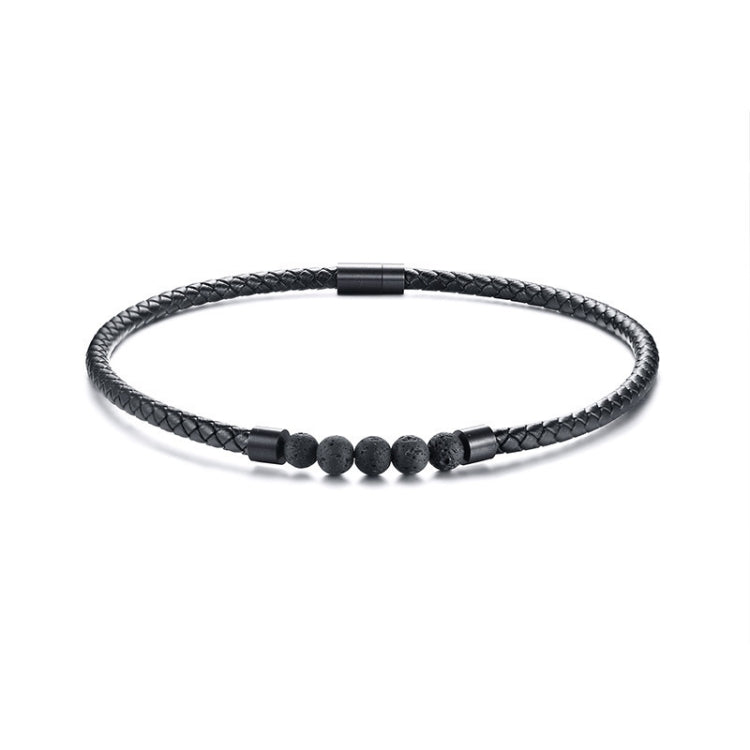 NC441 Collier en cuir avec perles de lave et fermoir magnétique en acier inoxydable, NC441